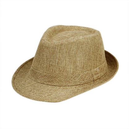 Summer Linen Straw Jazz Hat for Men and Women