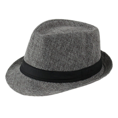 Summer Linen Straw Jazz Hat for Men and Women