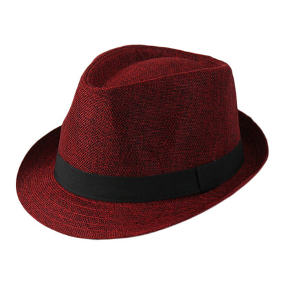 Summer Linen Straw Jazz Hat for Men and Women