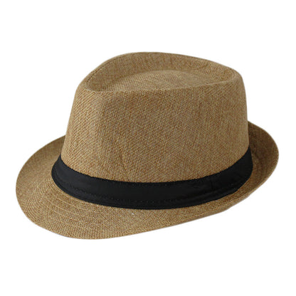Summer Linen Straw Jazz Hat for Men and Women