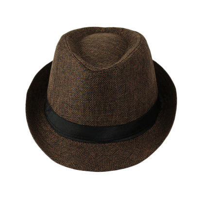 Summer Linen Straw Jazz Hat for Men and Women