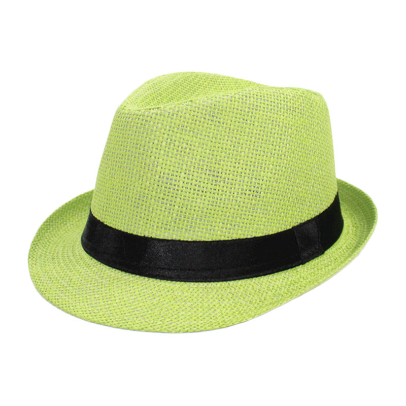 Summer Linen Straw Jazz Hat for Men and Women