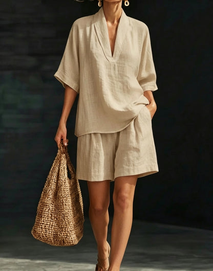 Summer Loose V-Neck Short-Sleeve