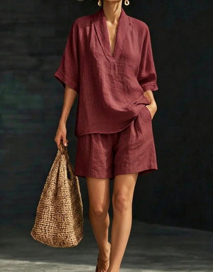 Summer Loose V-Neck Short-Sleeve