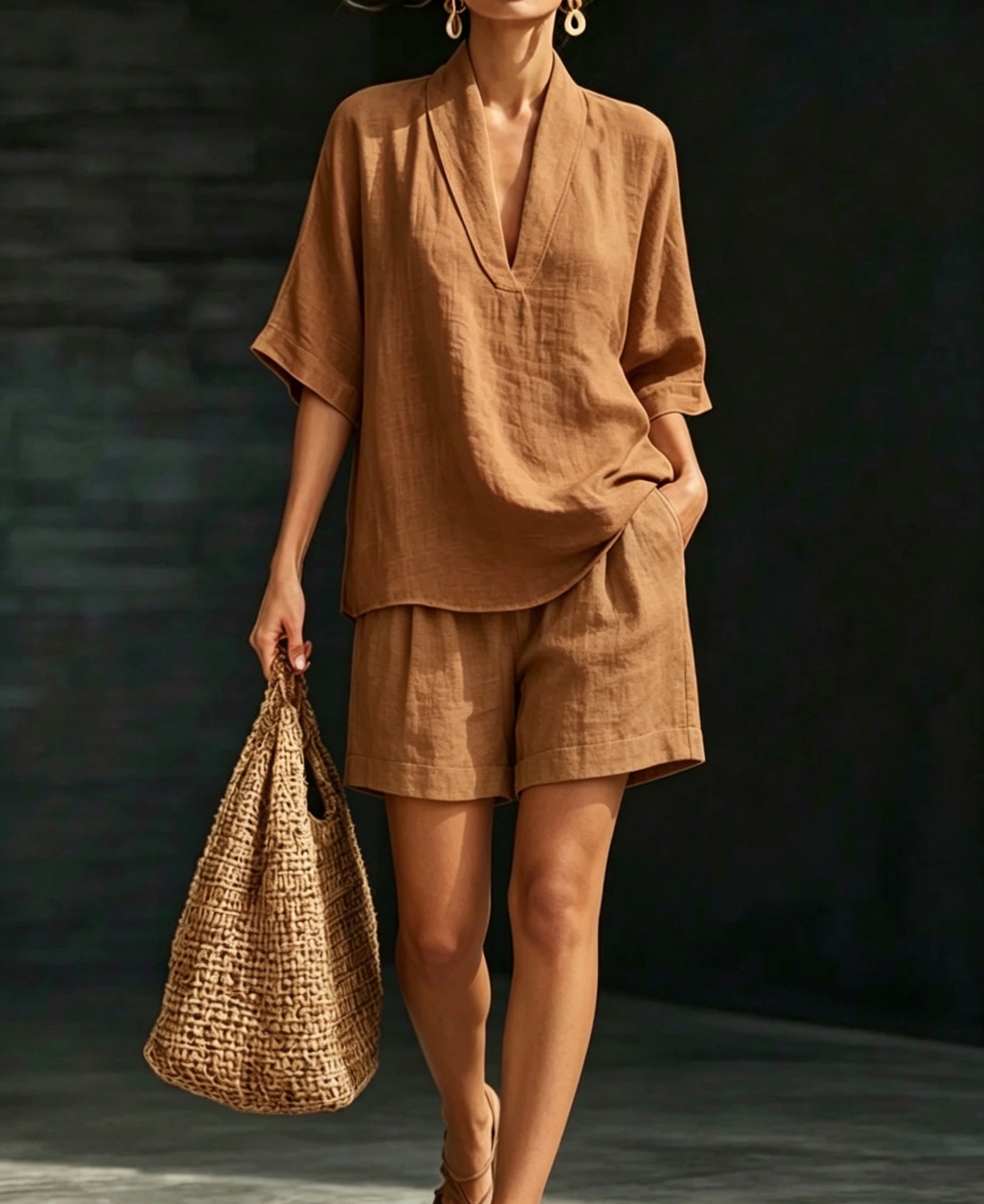 Summer Loose V-Neck Short-Sleeve