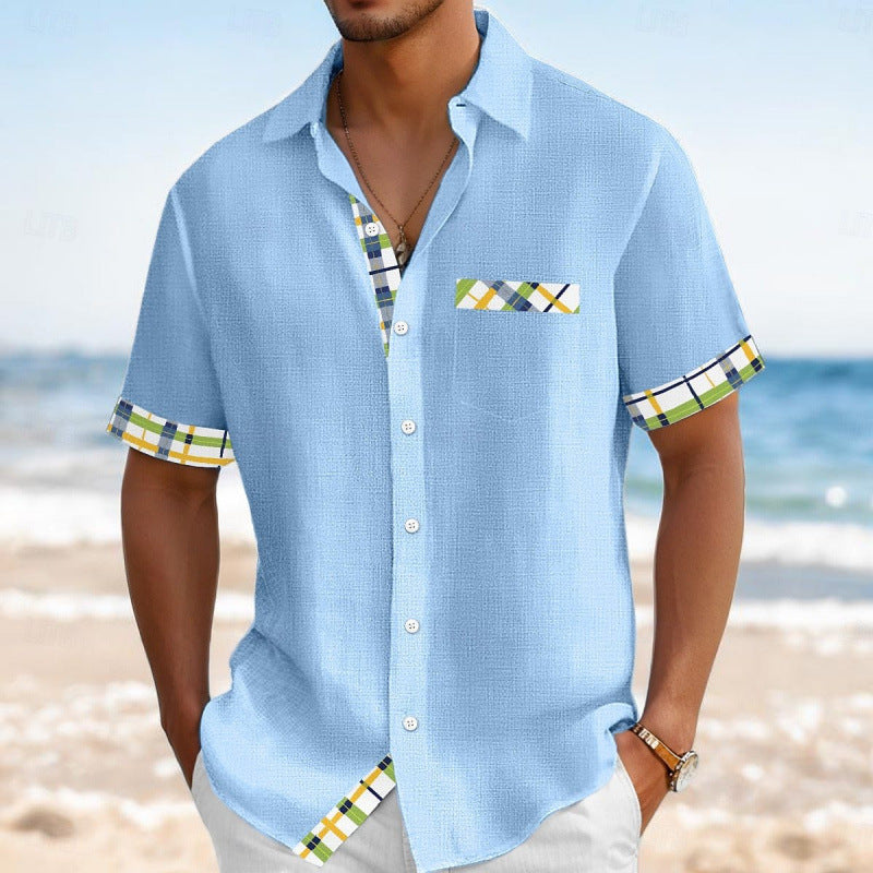 Summer Men Hawaiian Shirt 3D Digital Print Short Sleeve Casual Top