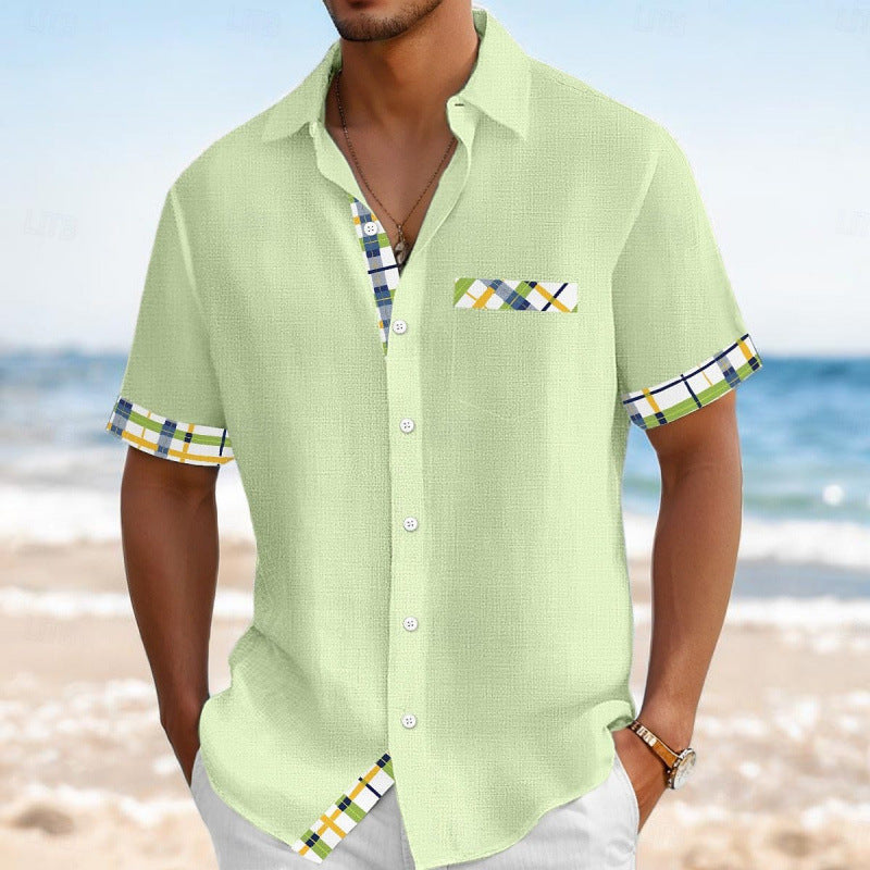 Summer Men Hawaiian Shirt 3D Digital Print Short Sleeve Casual Top