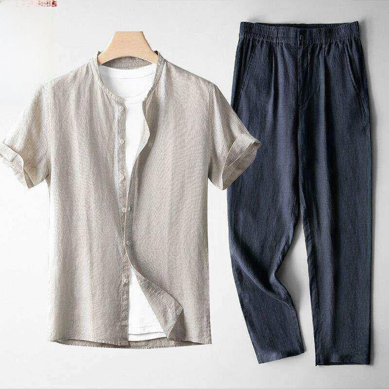 Summer Men's Casual Top and Long Pants