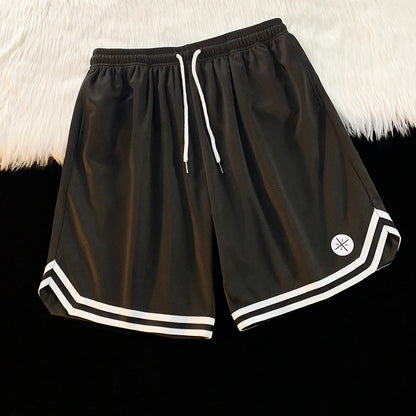 Summer Outer Wear Basketball Sports Shorts Men's Thin Casual Quick-drying Ice Silk Pants Loose All-match Five-point Pants Men's