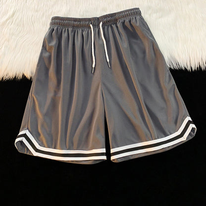 Summer Outer Wear Basketball Sports Shorts Men's Thin Casual Quick-drying Ice Silk Pants Loose All-match Five-point Pants Men's