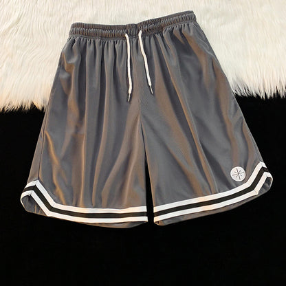 Summer Outer Wear Basketball Sports Shorts Men's Thin Casual Quick-drying Ice Silk Pants Loose All-match Five-point Pants Men's