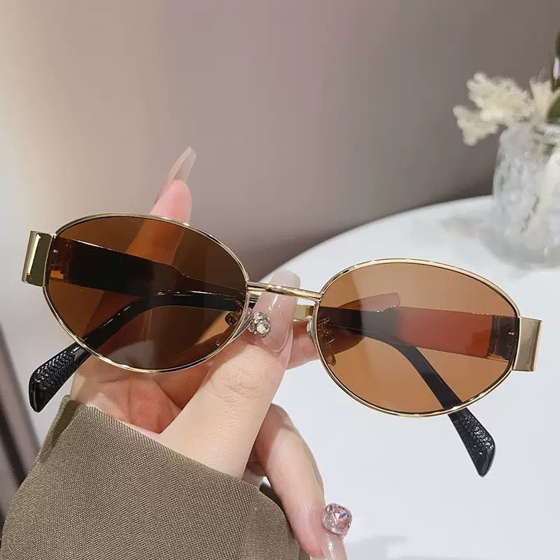 Summer Oval UV400 Sunglasses with Metal Frame