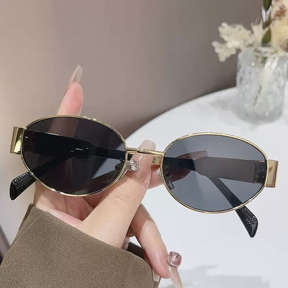 Summer Oval UV400 Sunglasses with Metal Frame
