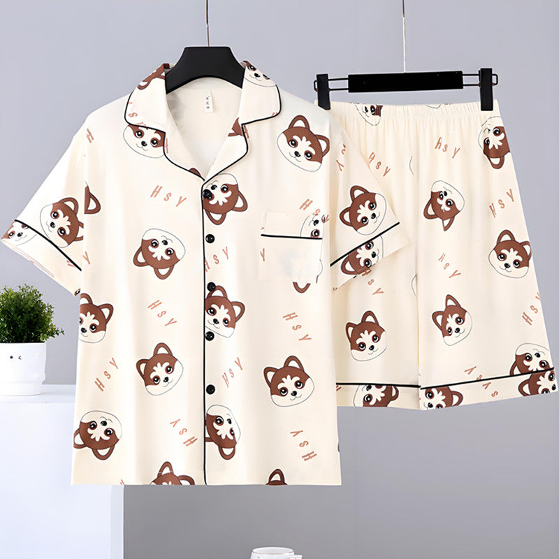 Summer Short-Sleeved Thin Pure Cotton Pajamas Men's Home Wear Set