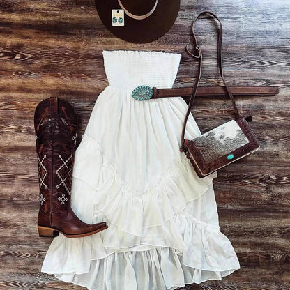 Summer Sleeveless Pleated Tube Dress
