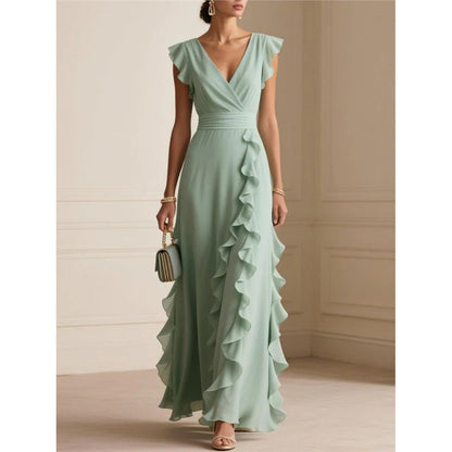 Summer Sleeveless V-Neck Pleated Dress