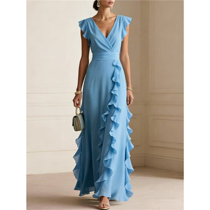 Summer Sleeveless V-Neck Pleated Dress