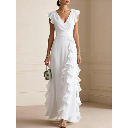 Summer Sleeveless V-Neck Pleated Dress