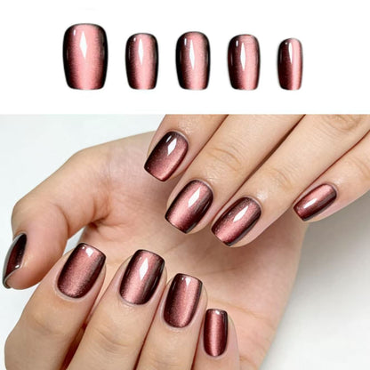 Summer Sparkling Short Square Cat-Eye Press-On Nails Collection: Elegant, Skin-Brightening Nail Art, New Design, Colorful Nail Strips