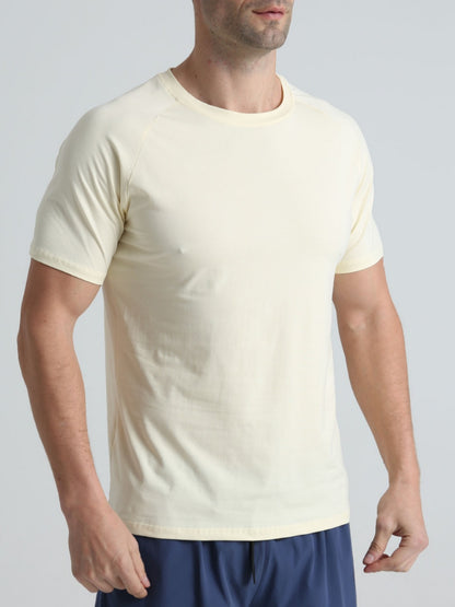 Summer Sports Fitness Short-sleeved Men's Crewneck Breathable Trendy Solid Color Casual Workout T-shirt Cotton