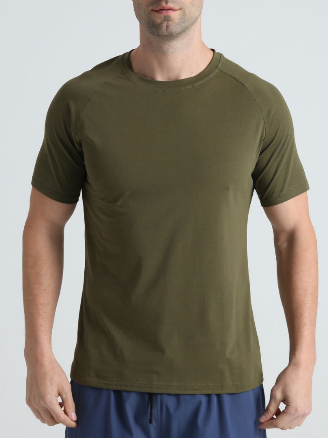Summer Sports Fitness Short-sleeved Men's Crewneck Breathable Trendy Solid Color Casual Workout T-shirt Cotton