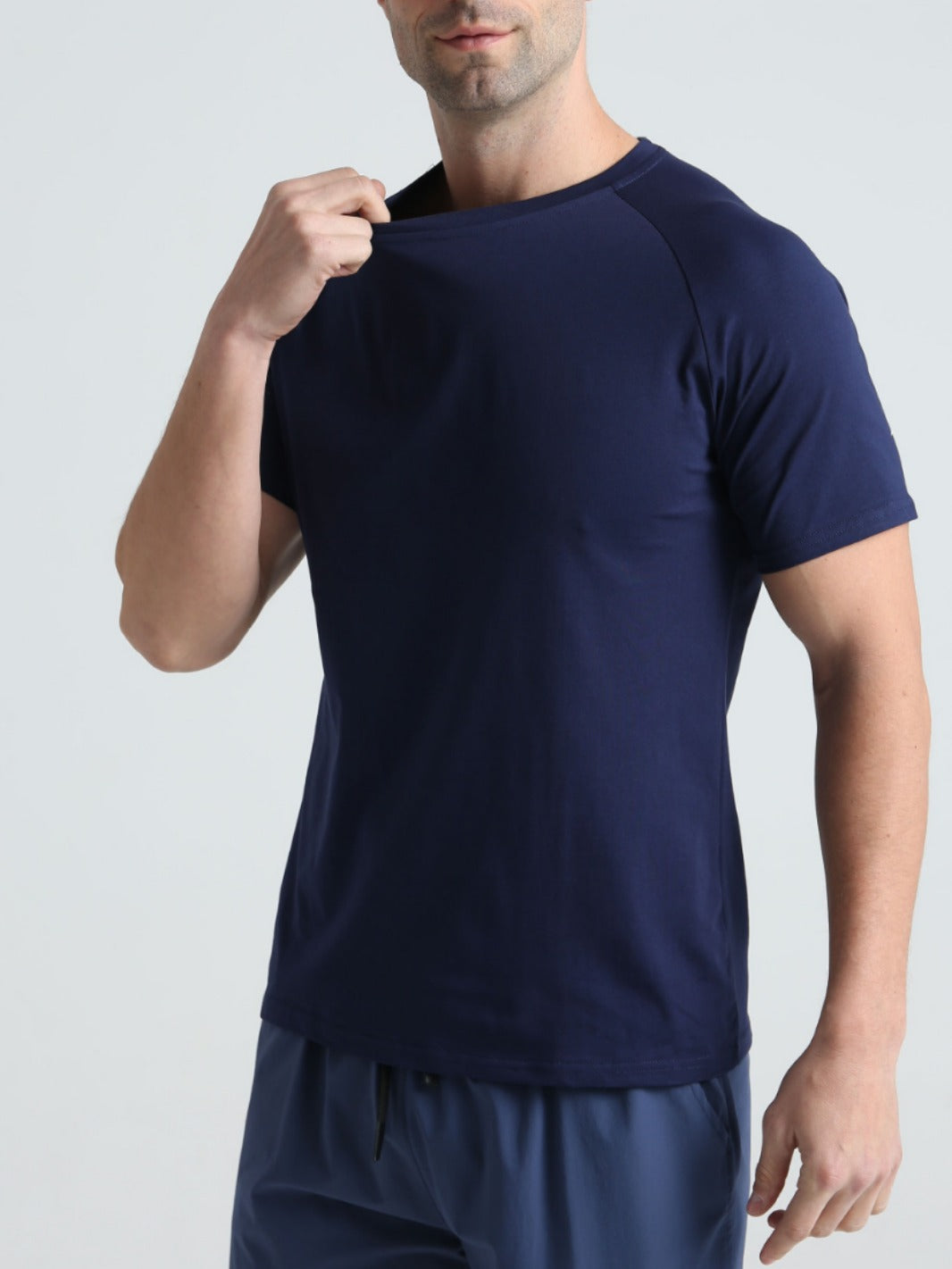 Summer Sports Fitness Short-sleeved Men's Crewneck Breathable Trendy Solid Color Casual Workout T-shirt Cotton