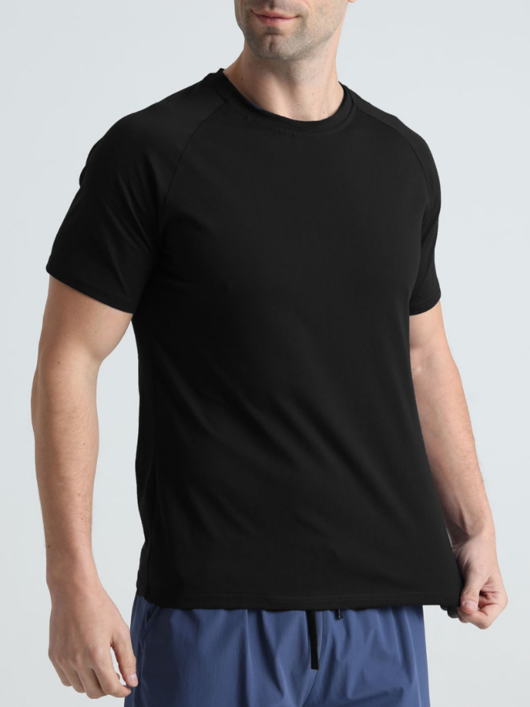 Summer Sports Fitness Short-sleeved Men's Crewneck Breathable Trendy Solid Color Casual Workout T-shirt Cotton