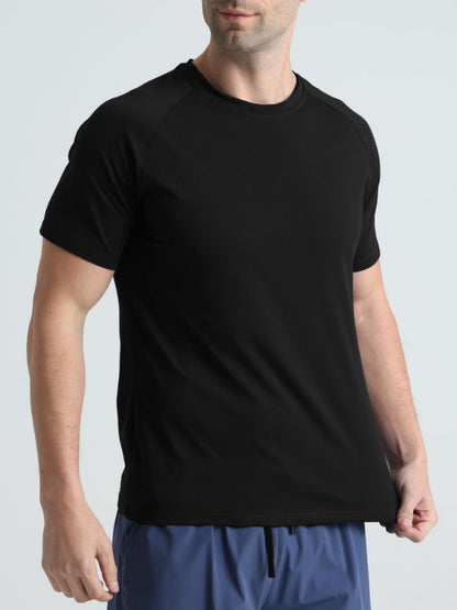 Summer Sports Fitness Short-sleeved Men's Crewneck Breathable Trendy Solid Color Casual Workout T-shirt Cotton