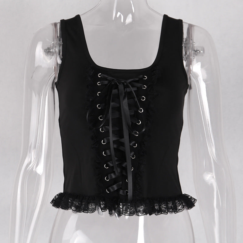 Summer Square Neck Lace Camisole Top Women