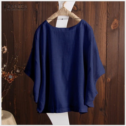 Summer top with round neck and pullover style