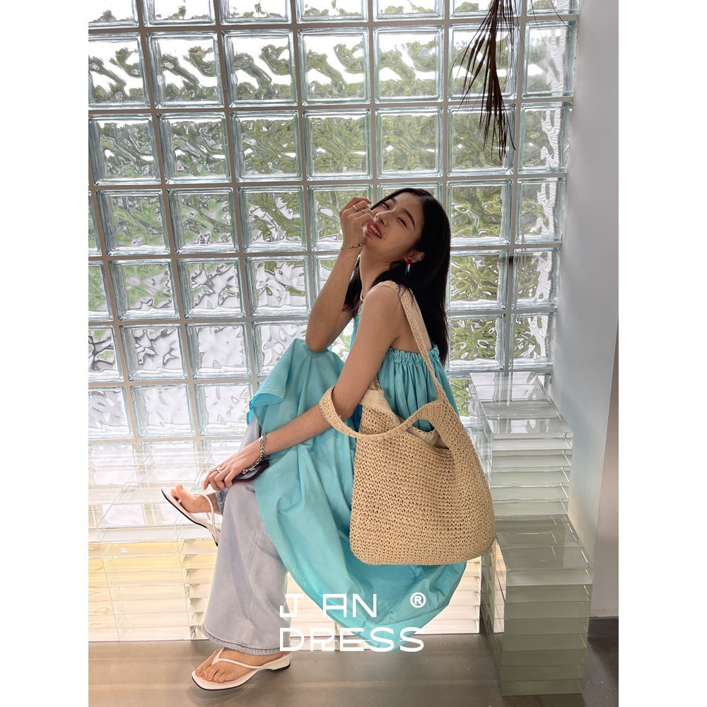 Summer vacation-style Lafite straw bag
