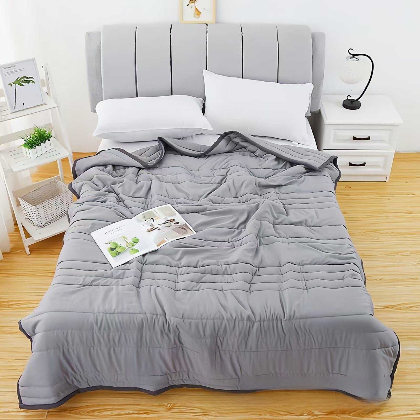 Summer Washed Cotton Cooling Quilt, Brushed Pure Cotton Lightweight Bedding