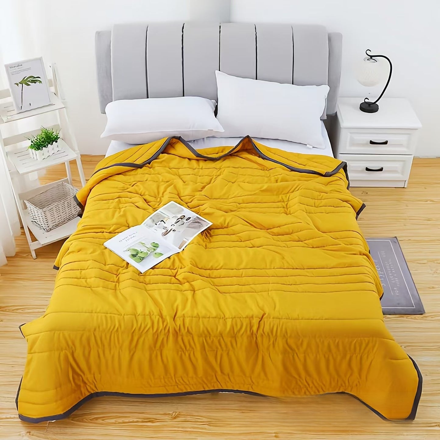 Summer Washed Cotton Cooling Quilt, Brushed Pure Cotton Lightweight Bedding
