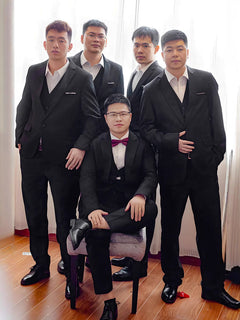 Black suit vest shirt trousers
