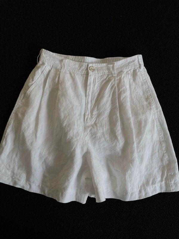 Summer White Wide-Leg Linen Shorts