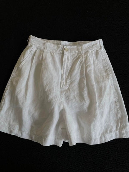 Summer White Wide-Leg Linen Shorts