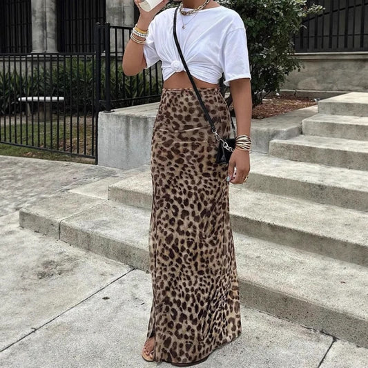 Summer Women's Leopard Print High Waist Skirt