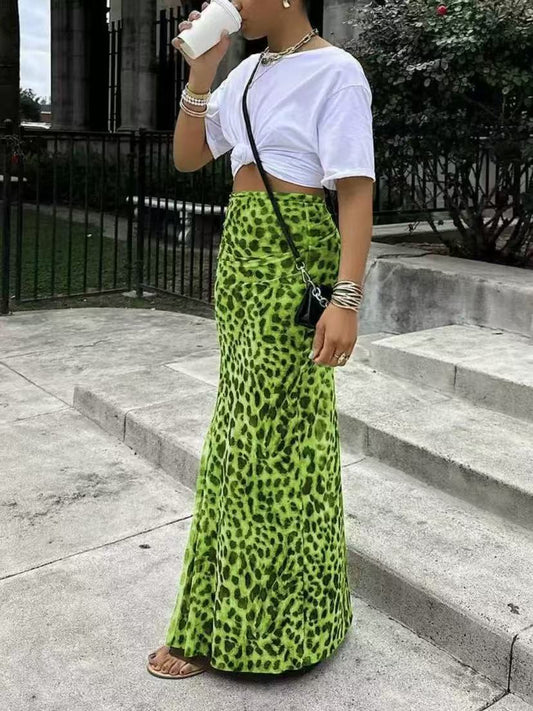 Summer Women's Leopard Print High Waist Skirt