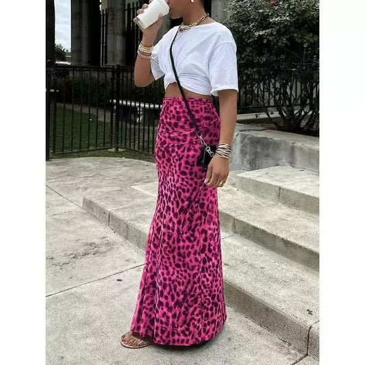 Summer Women's Leopard Print High Waist Skirt