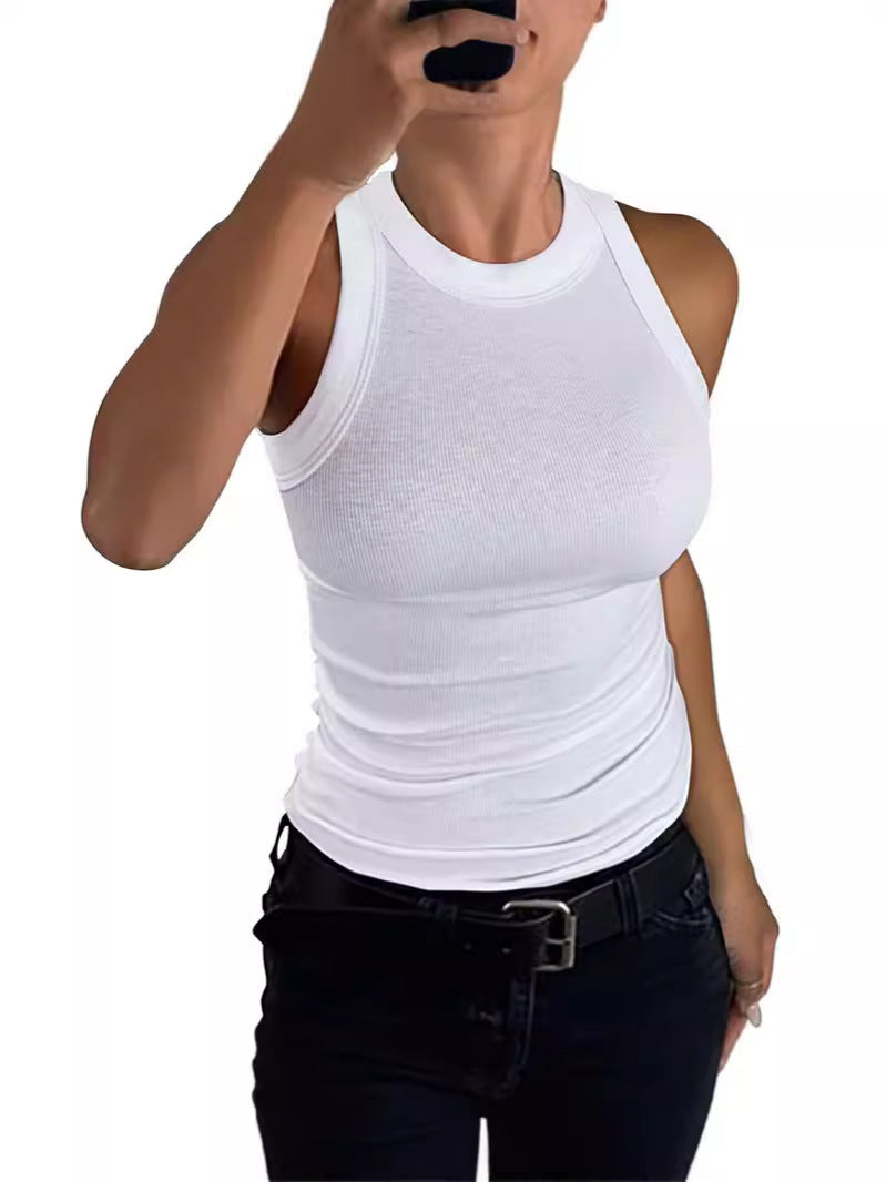 Summer Women's Rib Vest Crewneck Slim-fit I-shaped Women's Vest