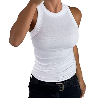 Summer Women's Rib Vest Crewneck Slim-fit I-shaped Women's Vest