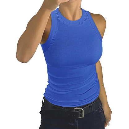 Summer Women's Rib Vest Crewneck Slim-fit I-shaped Women's Vest