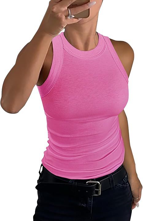 Summer Women's Rib Vest Crewneck Slim-fit I-shaped Women's Vest