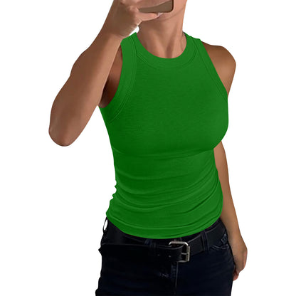 Summer Women's Rib Vest Crewneck Slim-fit I-shaped Women's Vest