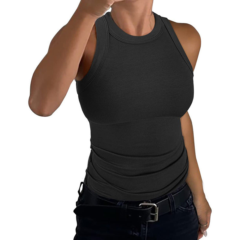 Summer Women's Rib Vest Crewneck Slim-fit I-shaped Women's Vest