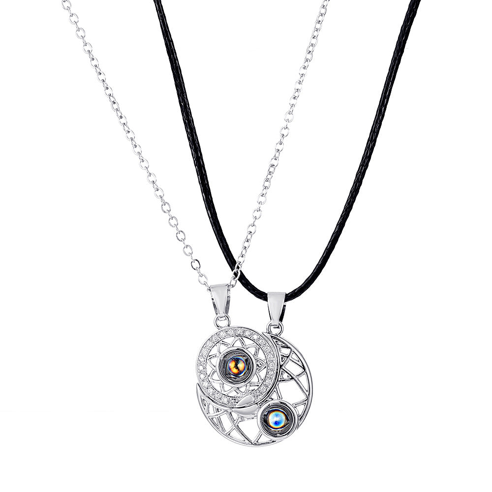 Sun Moon Couple Projection Necklace