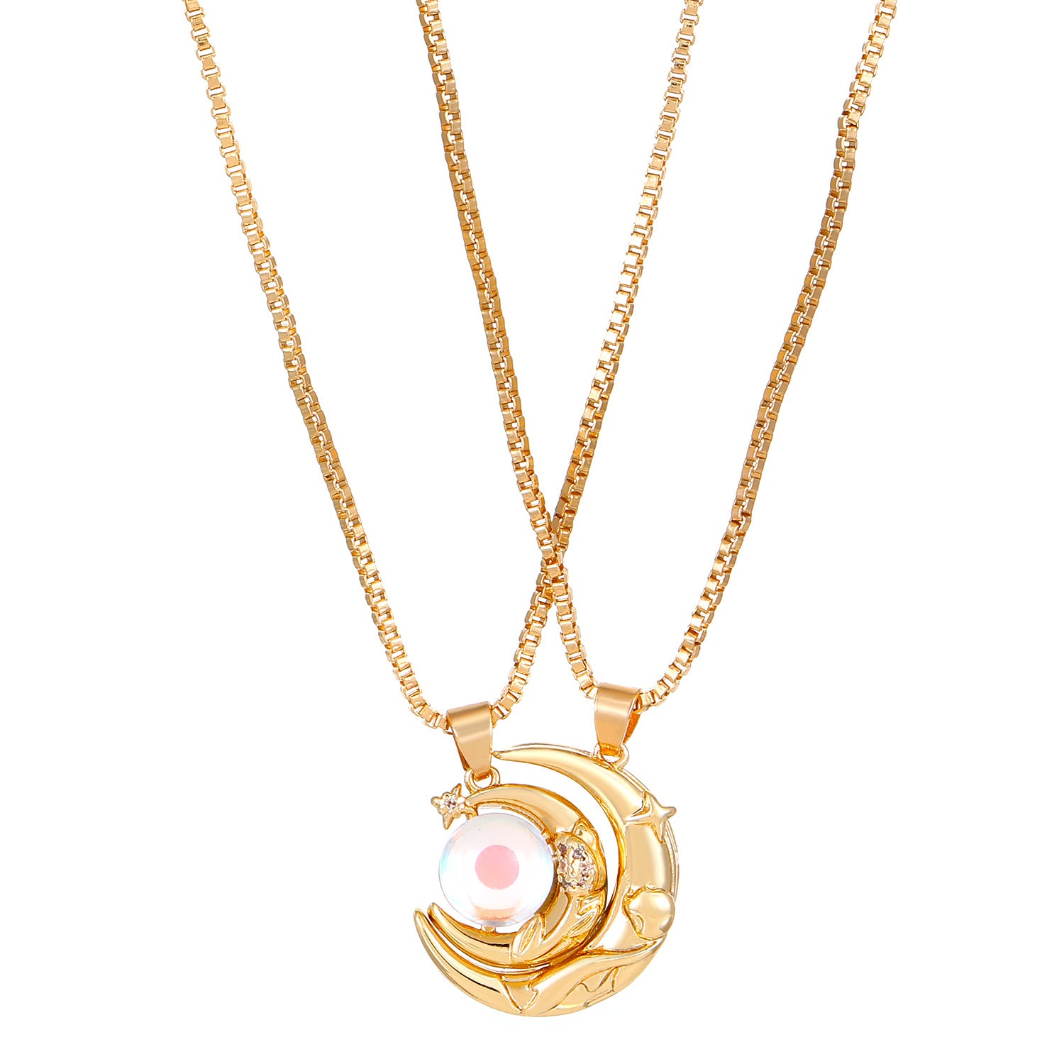 Sun Moon Couple Projection Necklace