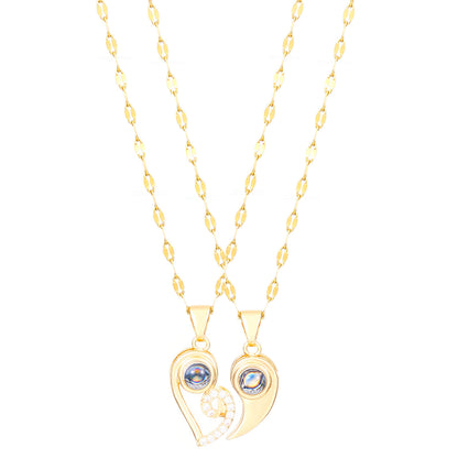 Sun Moon Couple Projection Necklace