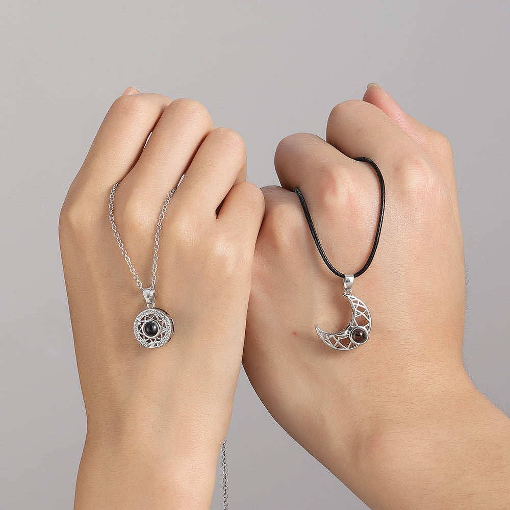 Sun Moon Couple Projection Necklace