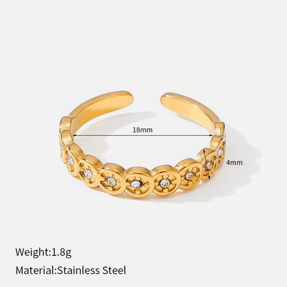 Sun Moon Star Titanium Steel Open Ring